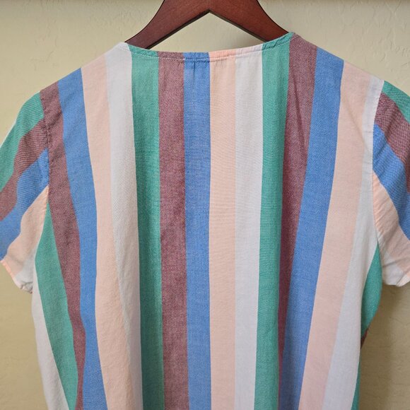 Madewell Novel Tie-Front Button Top in Flagstaff Stripe - Picture 8 of 13